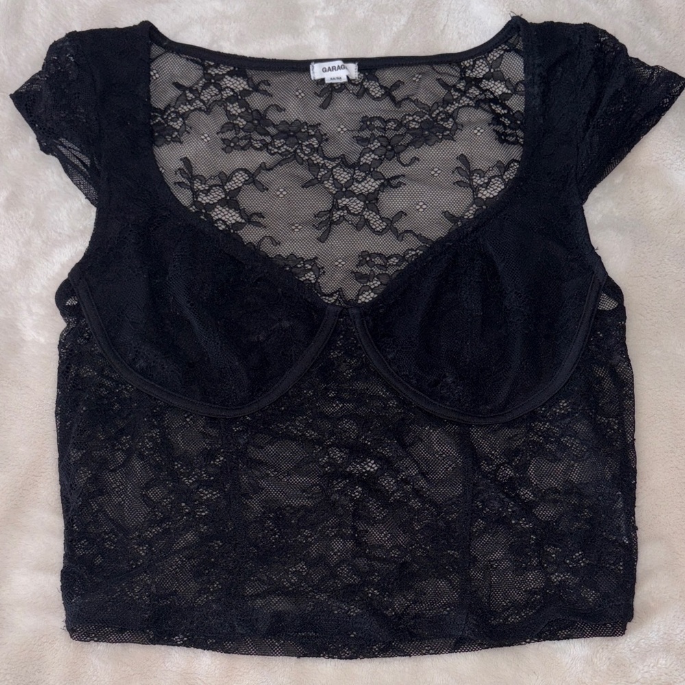 Garage Black Lace Crop Top